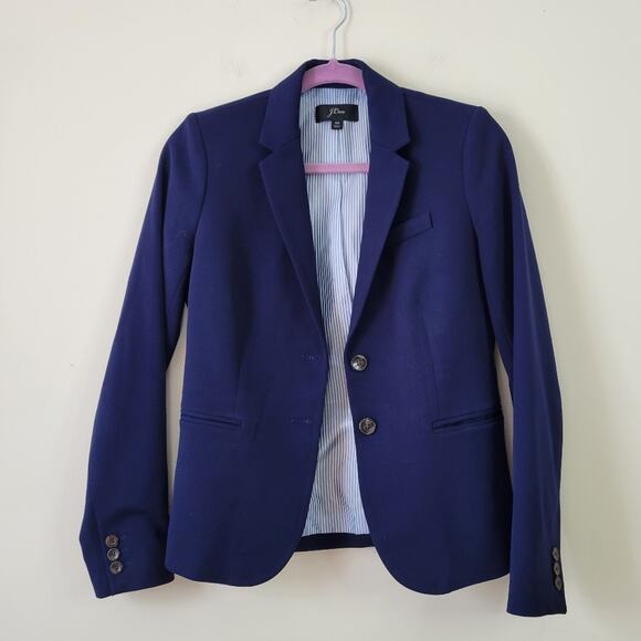 J Crew Schoolboy Jacket Blazer Navy Two Button Notch Lapel Classic K2899 - Picture 2 of 6